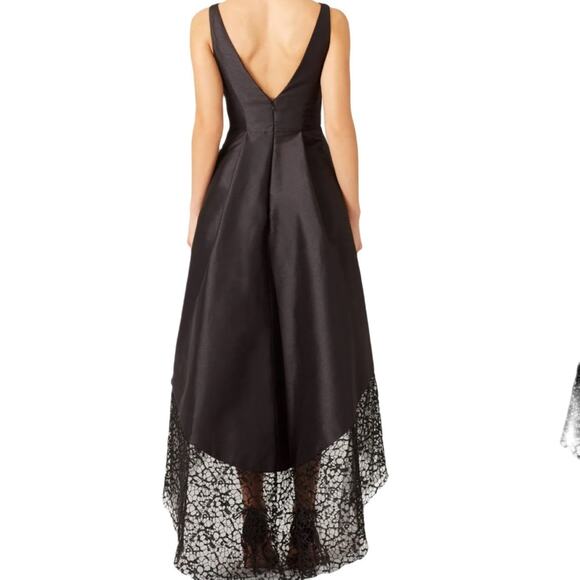 ML Monique Lhuillier Gown Size 22 or 3X Estimated Black V-Neck Lace High-Lo Hem - Picture 3 of 9